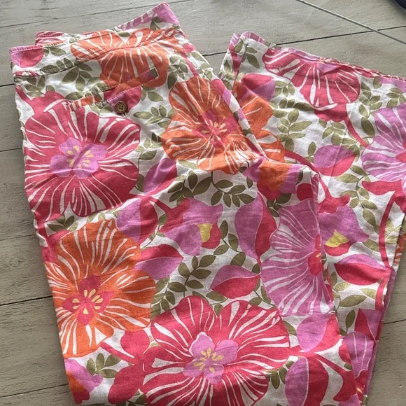 Sz 12 Lilly Pulitzer Palm Beach Fit Pants Wide Leg Linen Blend - Picture 9 of 9